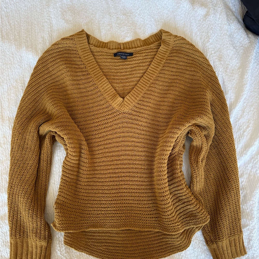 American Eagle Outfitters Mustard V-Neck Sweater
